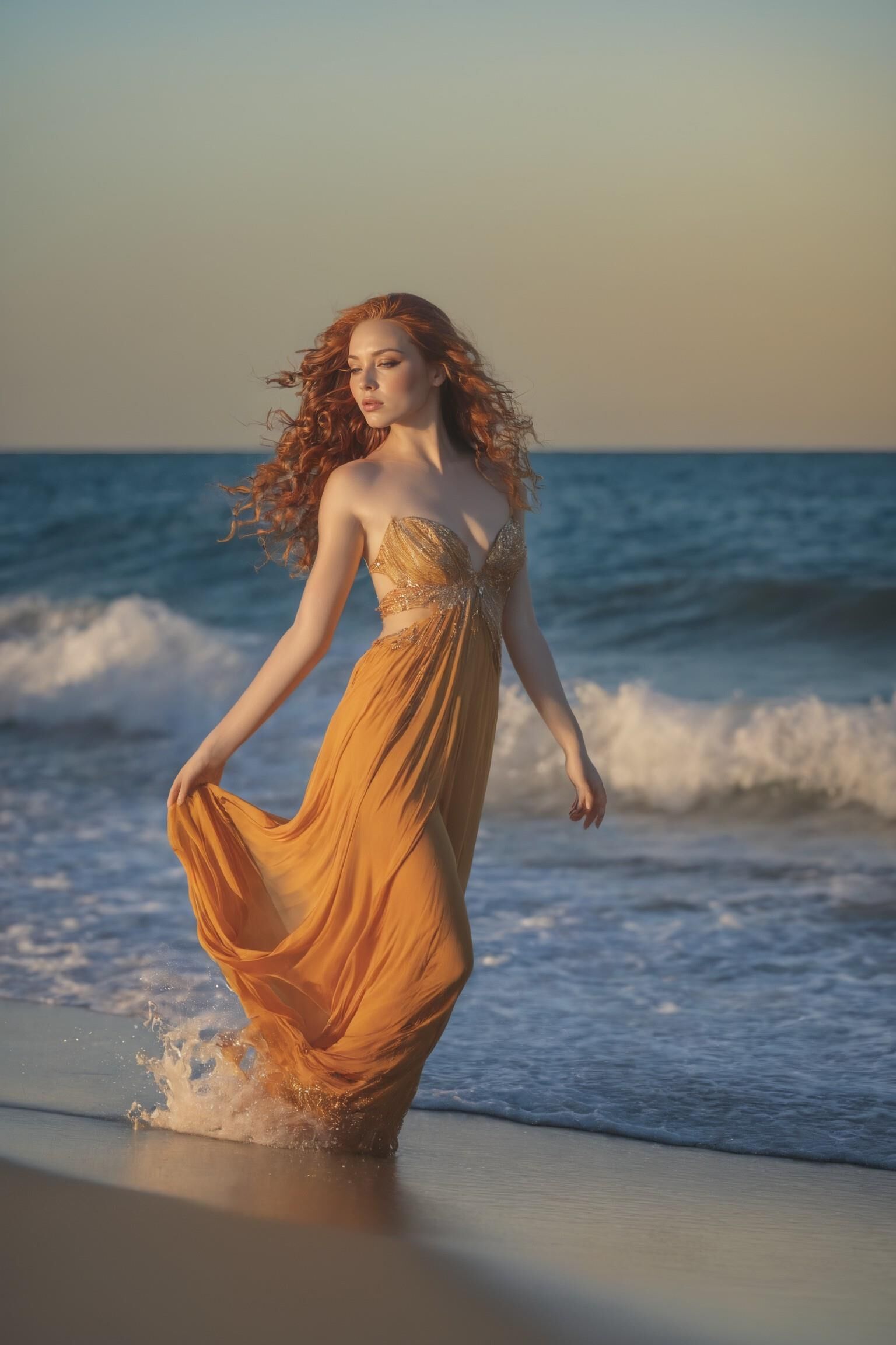 Siren of the Sunset A Vision of Radiance on the Shoreline