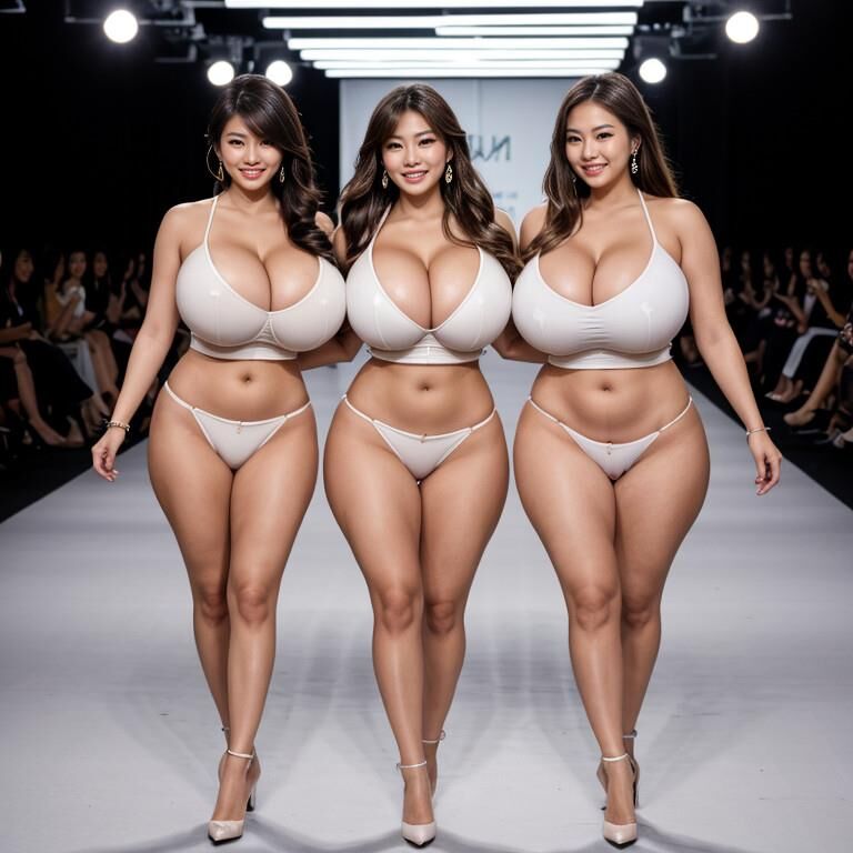 巨乳アジア人ランジェリー滑走路モデル 1