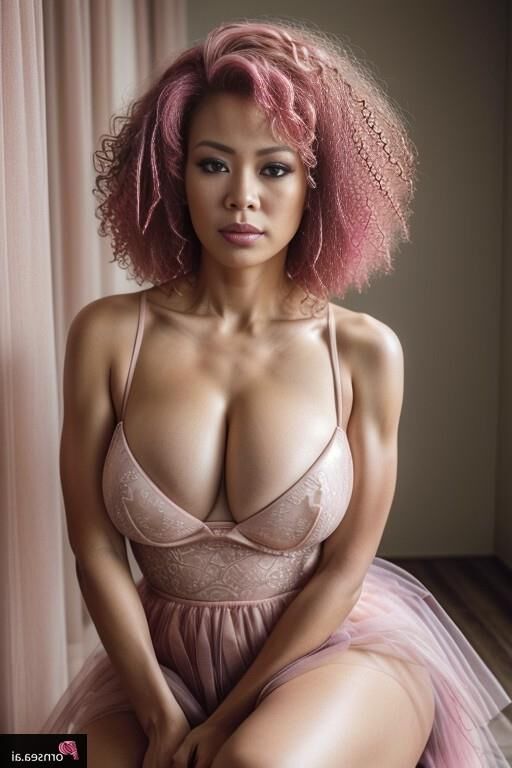 Sessão de fotos: meninas asiáticas em lingerie rosa 2