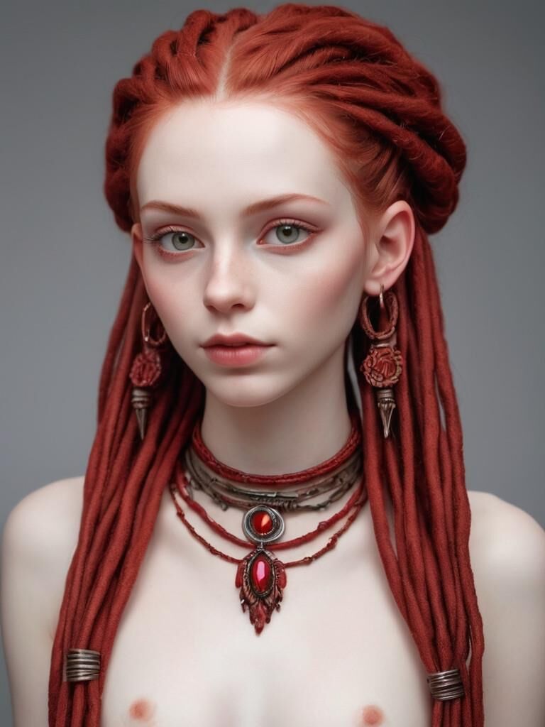 Beleza ruiva magra com dreadlocks