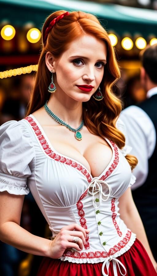 Jessica Chastain oktoberfest AI