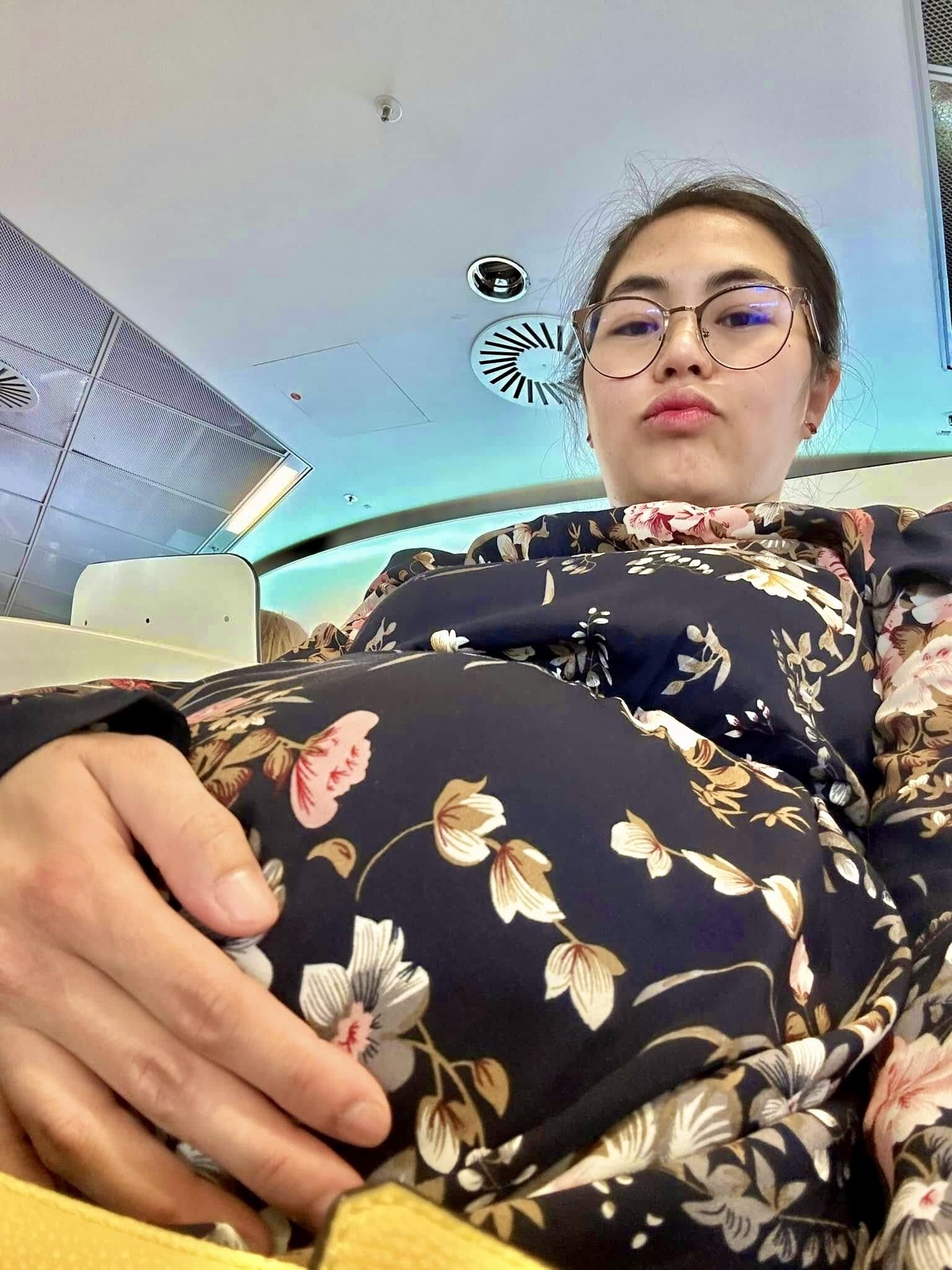 Asian trophy wife traveling pregnant and in labor for comments (