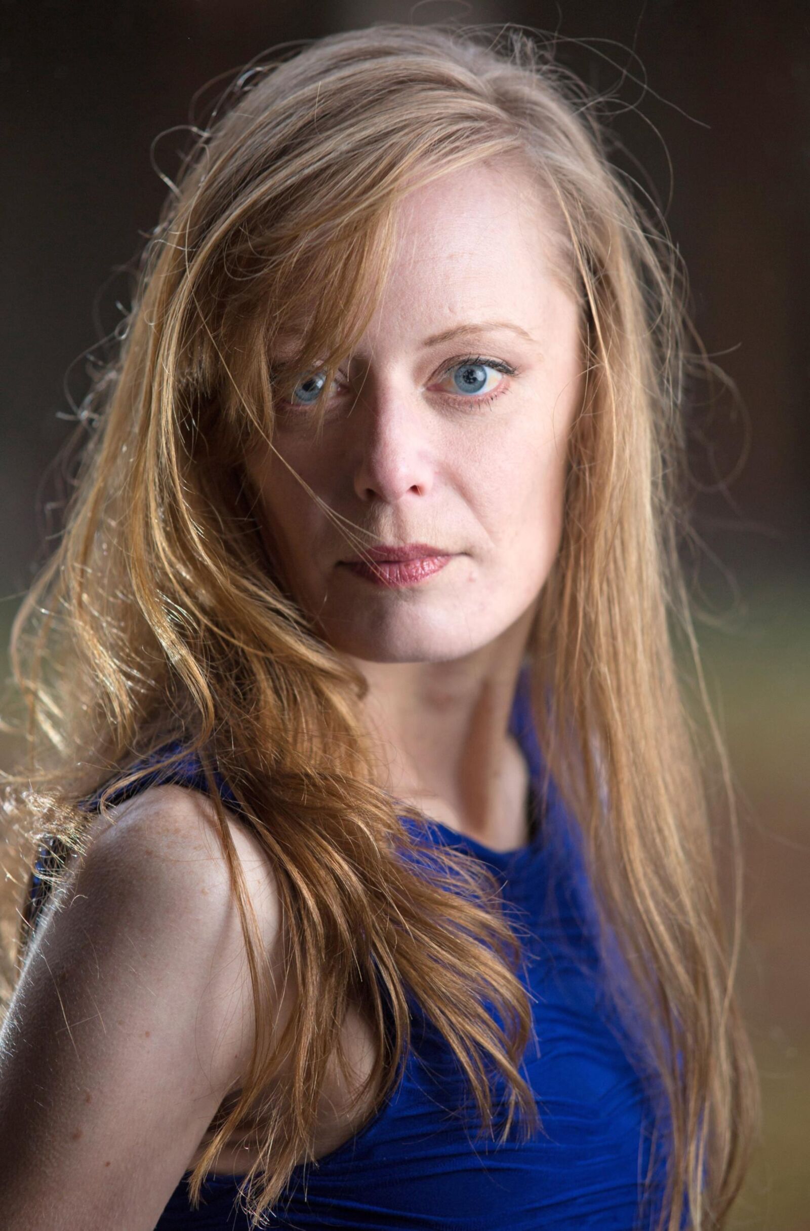 Redhead in Blue Dress