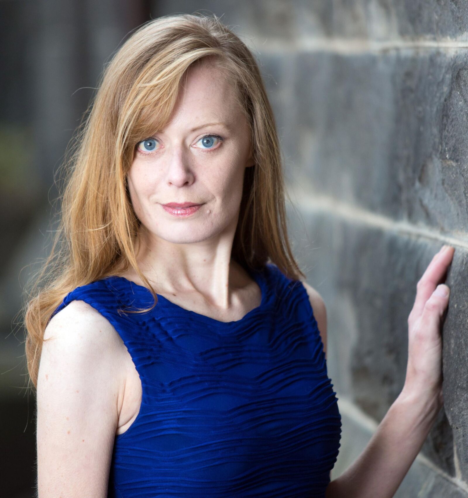 Redhead in Blue Dress