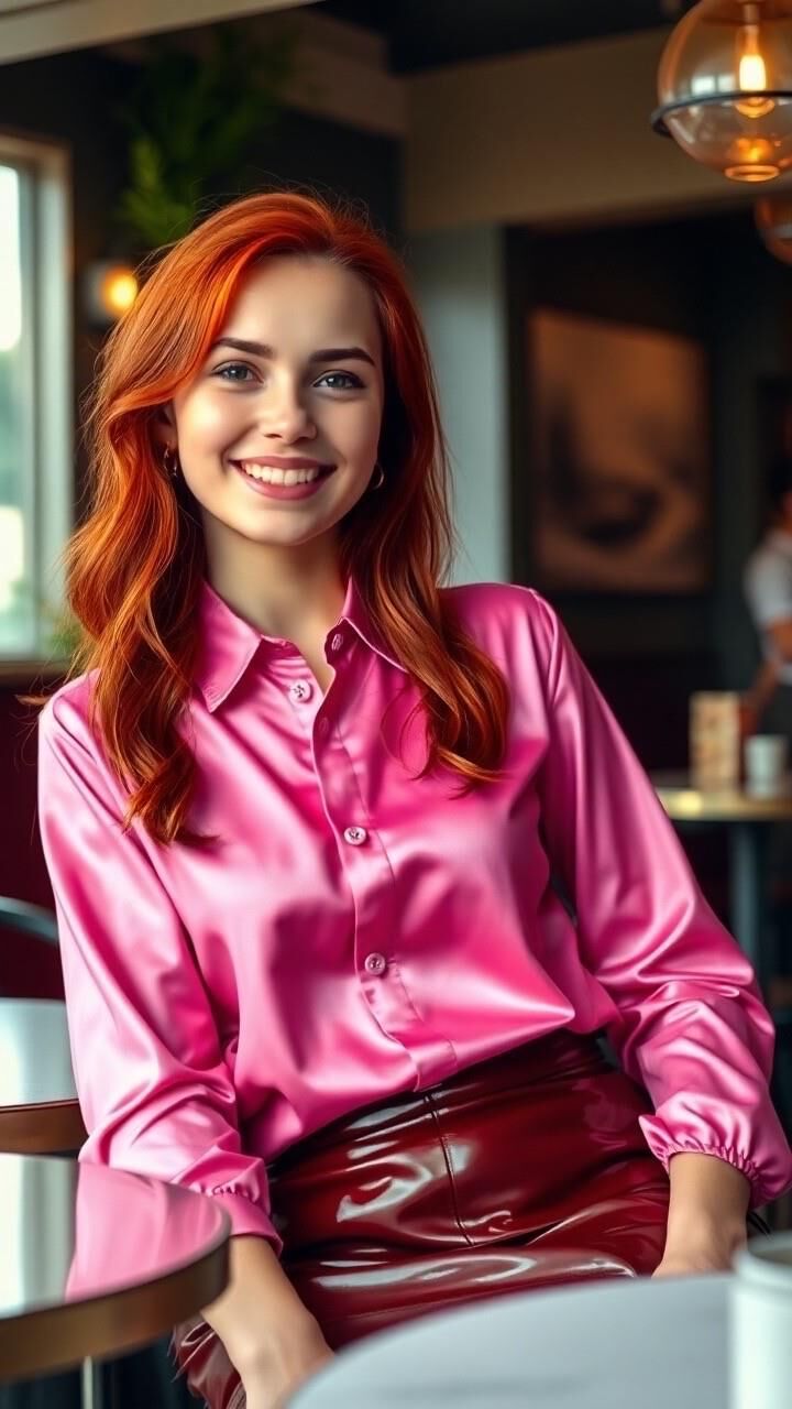 Redhead Satin Blouse AI