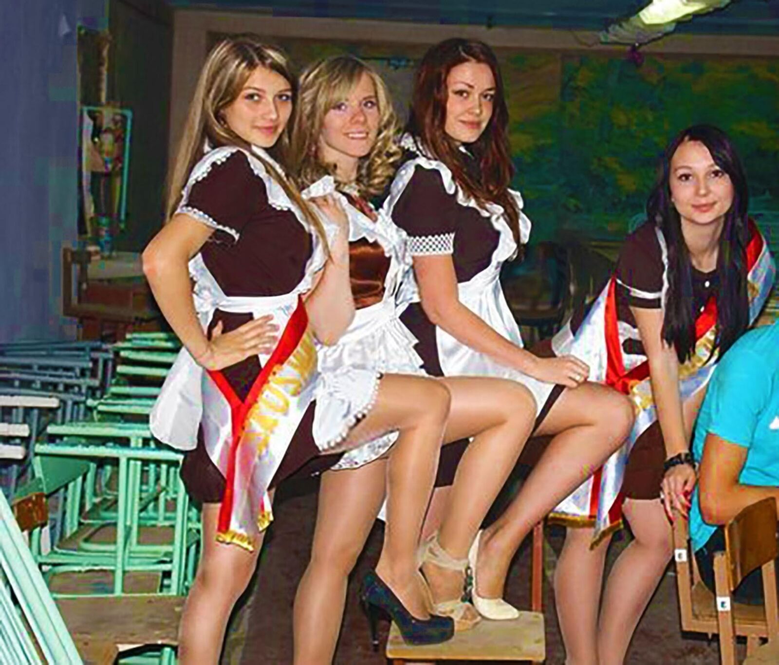 Russian schoolgirls in their frilly uniforms