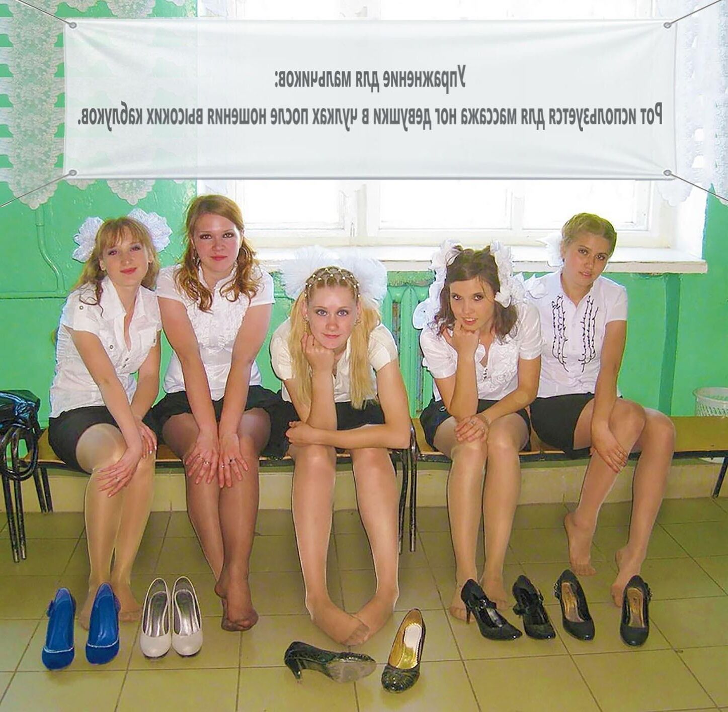 Russian schoolgirls in their frilly uniforms