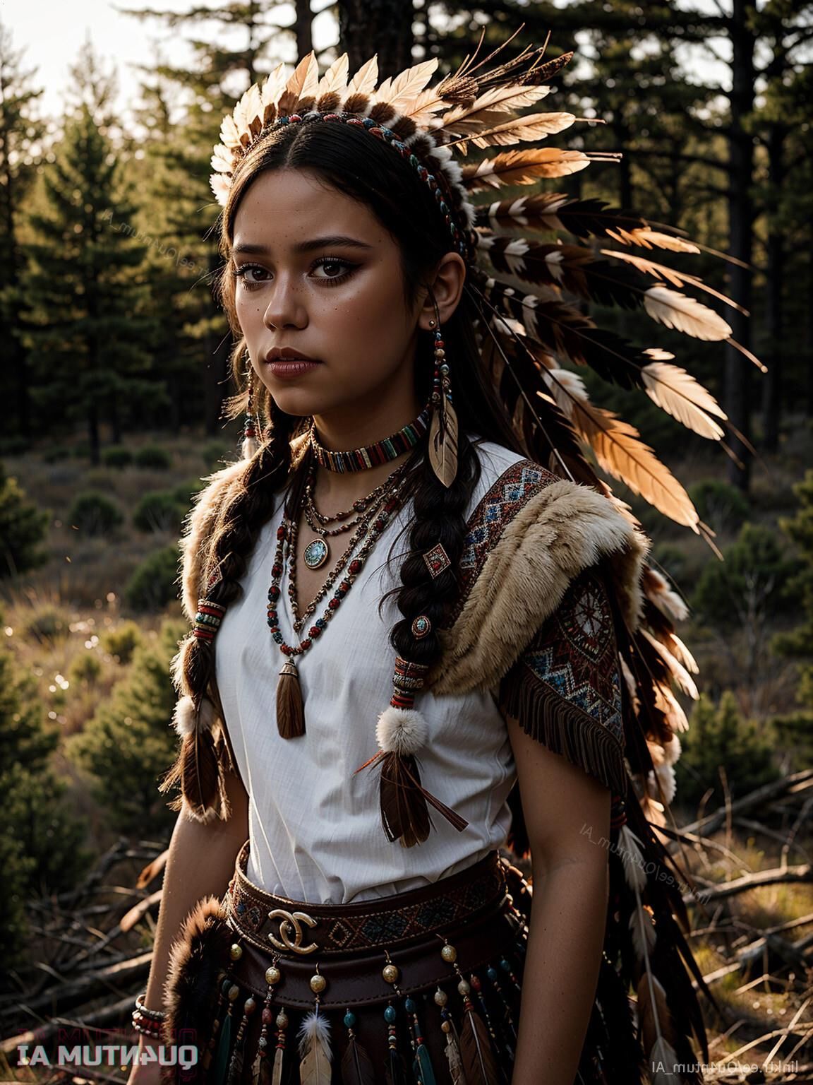 AI Jenna Ortega # Native American Squaw Indian Nature Cosplay