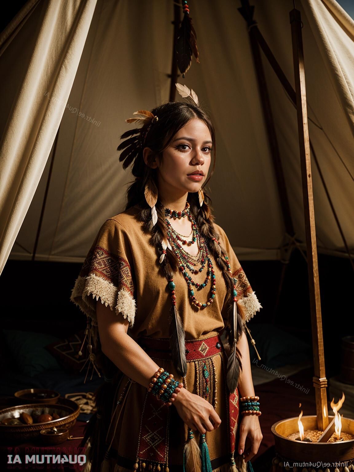 AI Jenna Ortega # Native American Squaw Indian Nature Cosplay