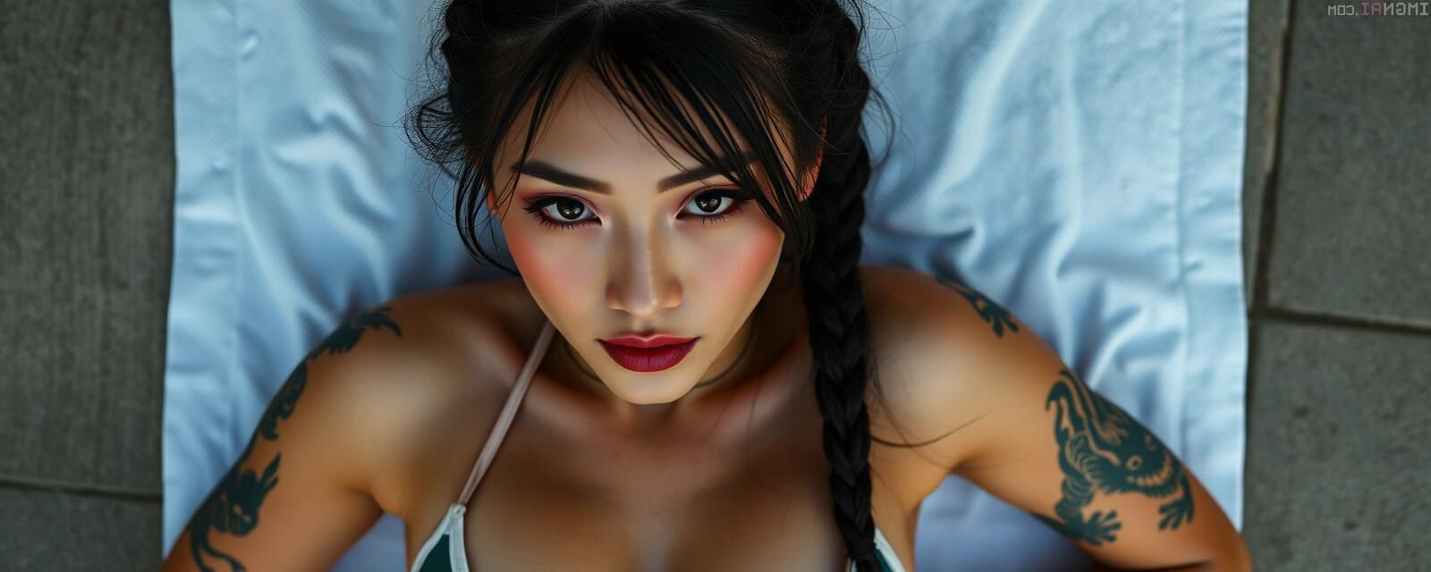 Femme asiatique non tatouée non nu