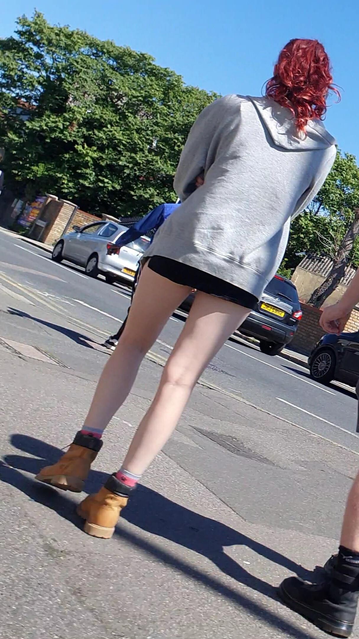 [CANDID] BUSTED BY NICE LEGS REDHEAD SKANK