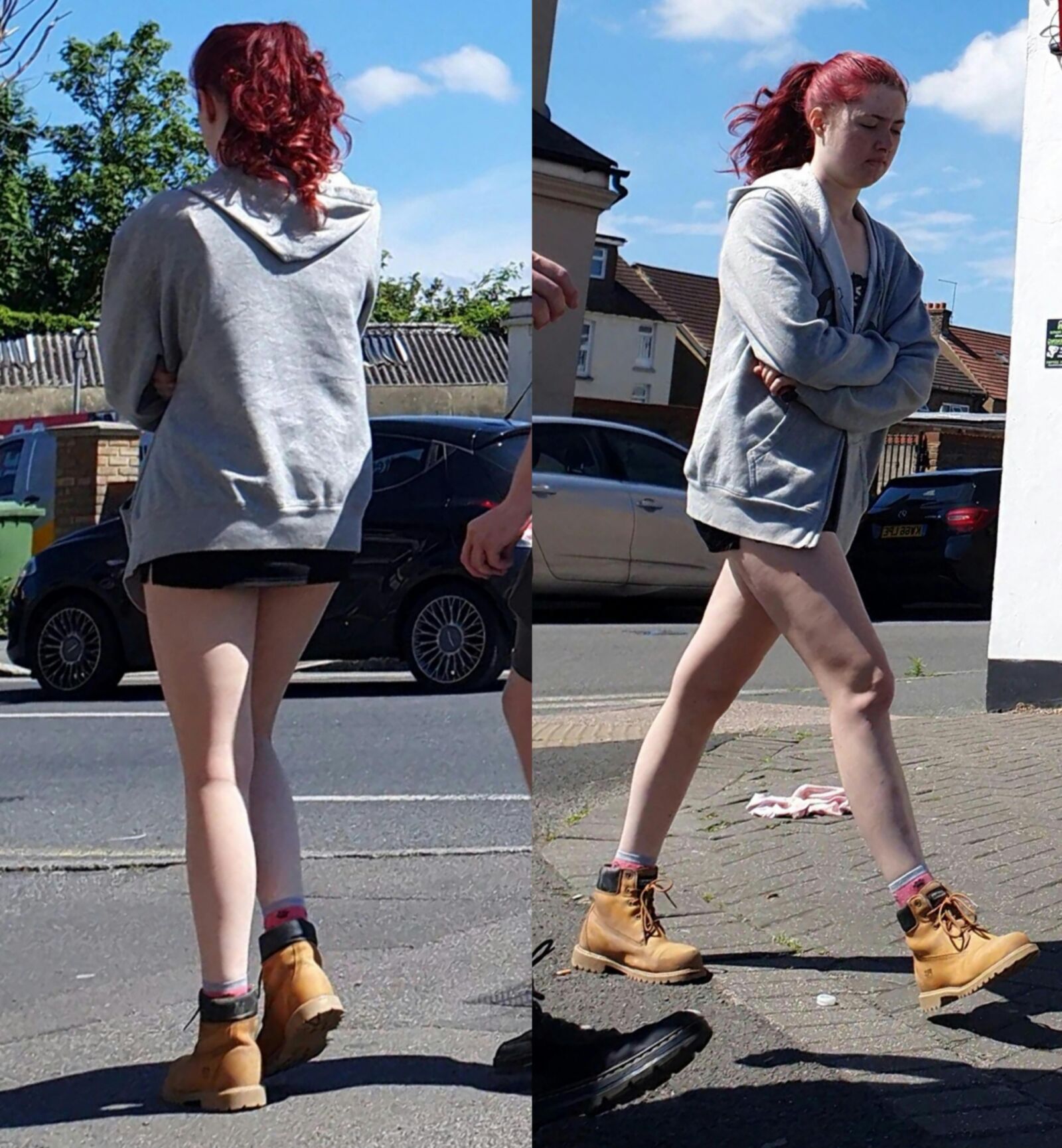 [CANDID] BUSTED BY NICE LEGS REDHEAD SKANK