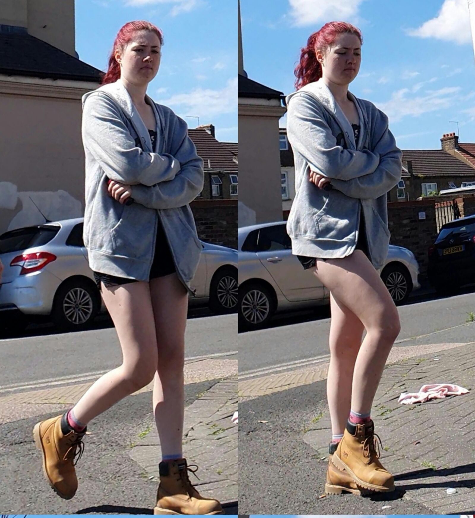 [CANDID] BUSTED BY NICE LEGS REDHEAD SKANK