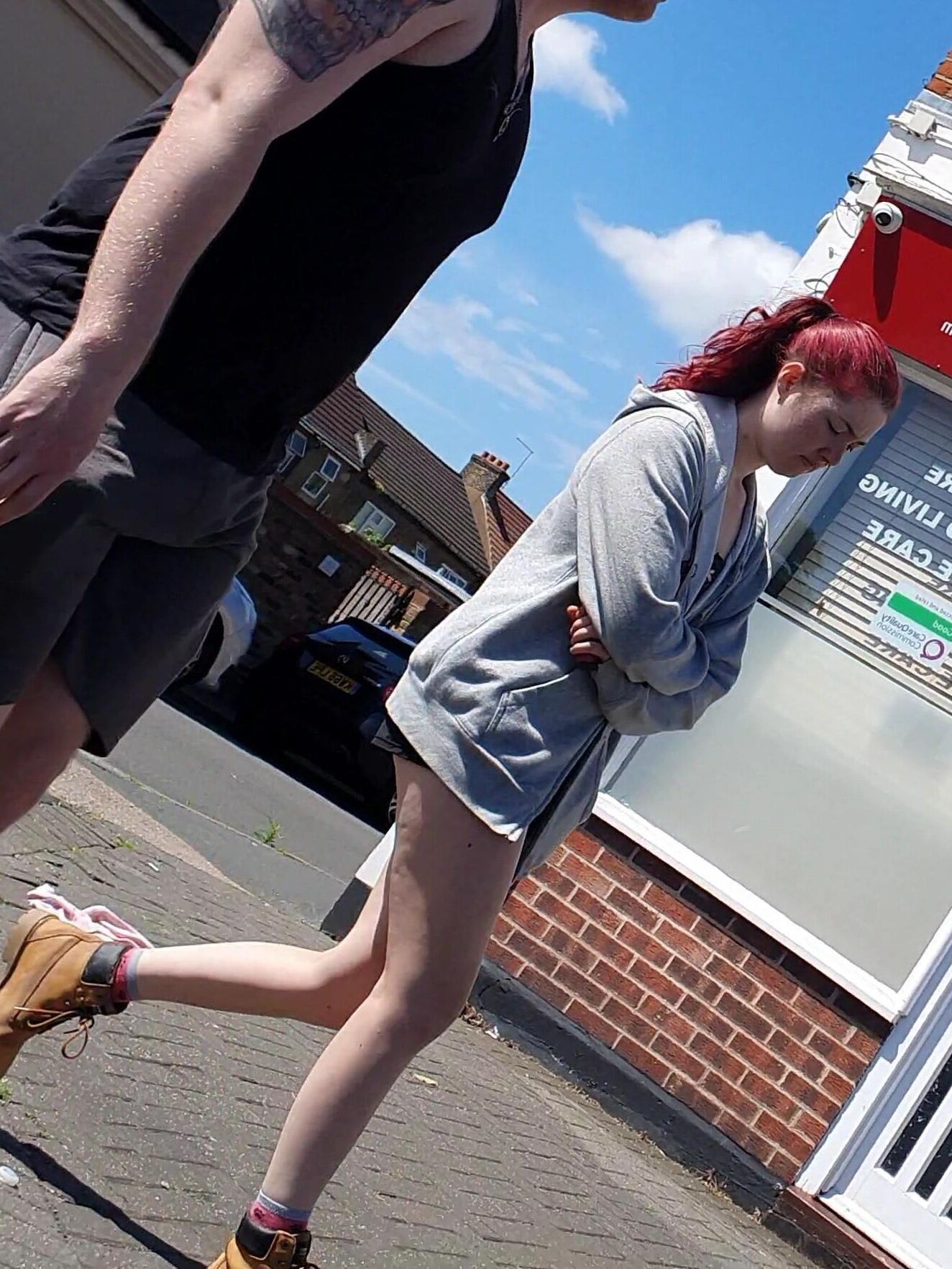 [CANDID] BUSTED BY NICE LEGS REDHEAD SKANK