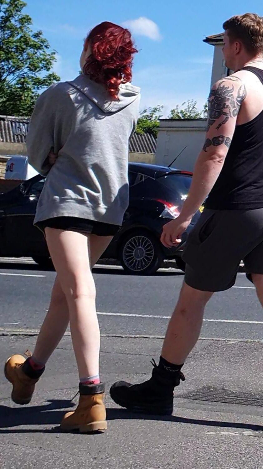[CANDID] BUSTED BY NICE LEGS REDHEAD SKANK