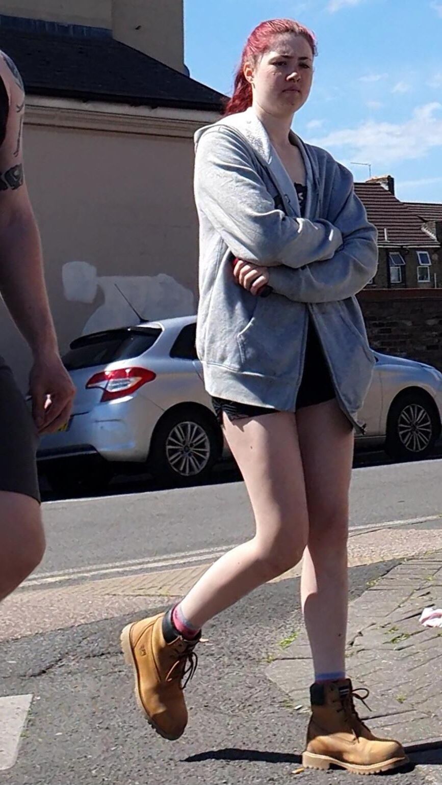 [CANDID] BUSTED BY NICE LEGS REDHEAD SKANK