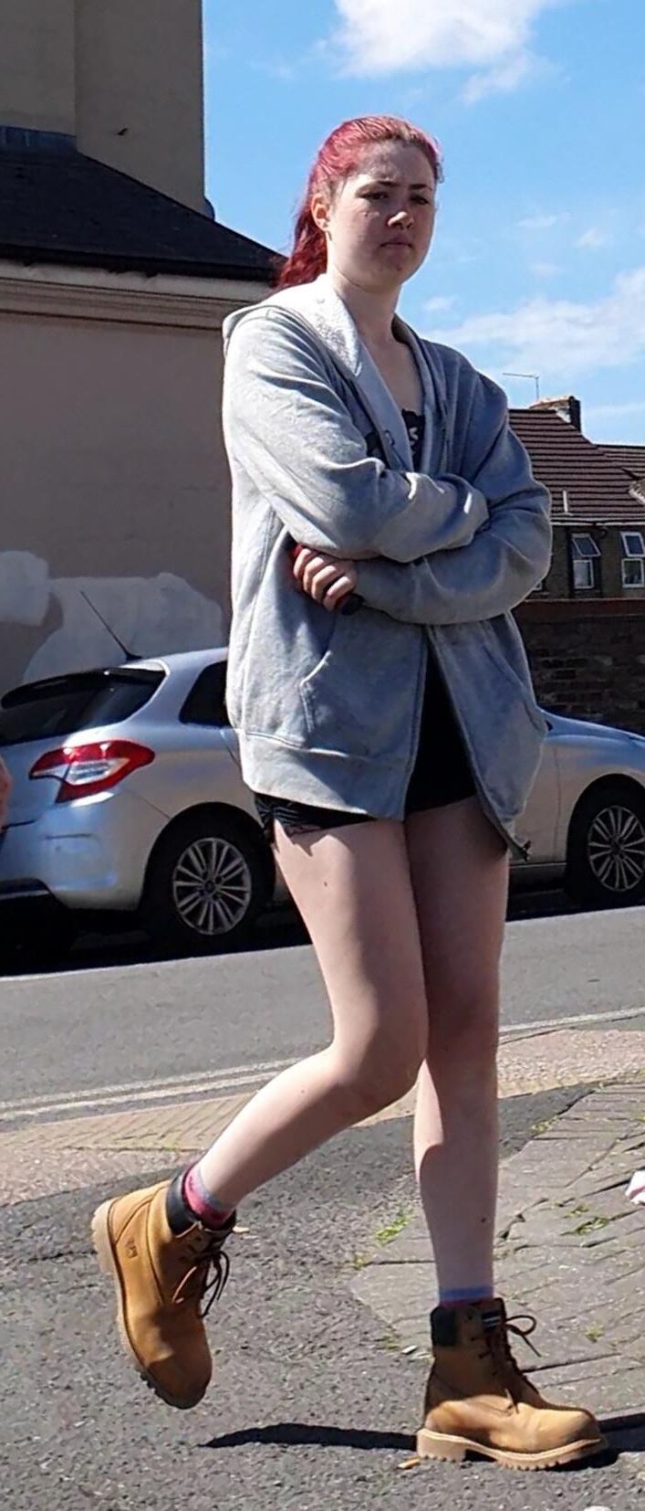 [CANDID] BUSTED BY NICE LEGS REDHEAD SKANK