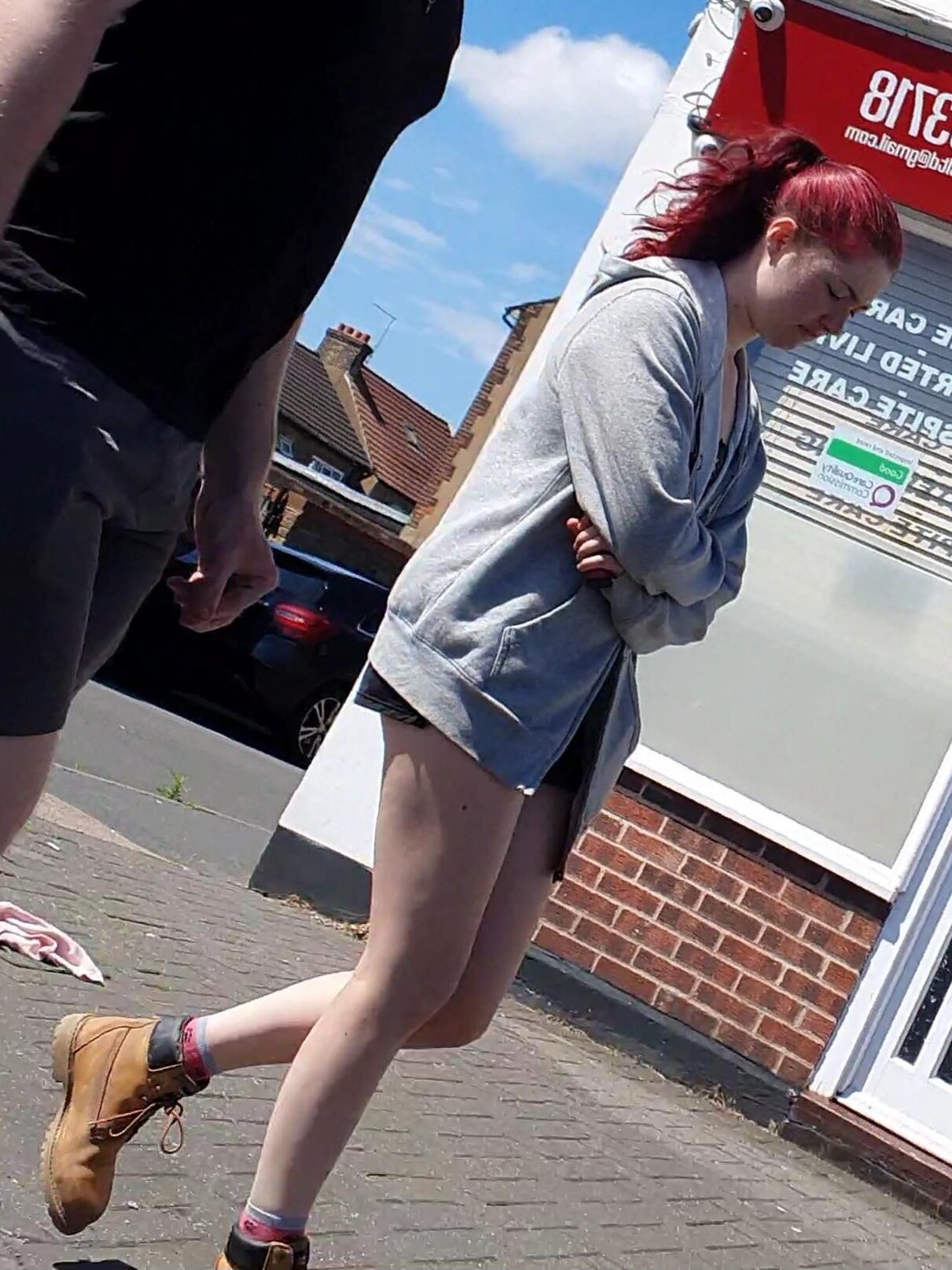 [CANDID] BUSTED BY NICE LEGS REDHEAD SKANK