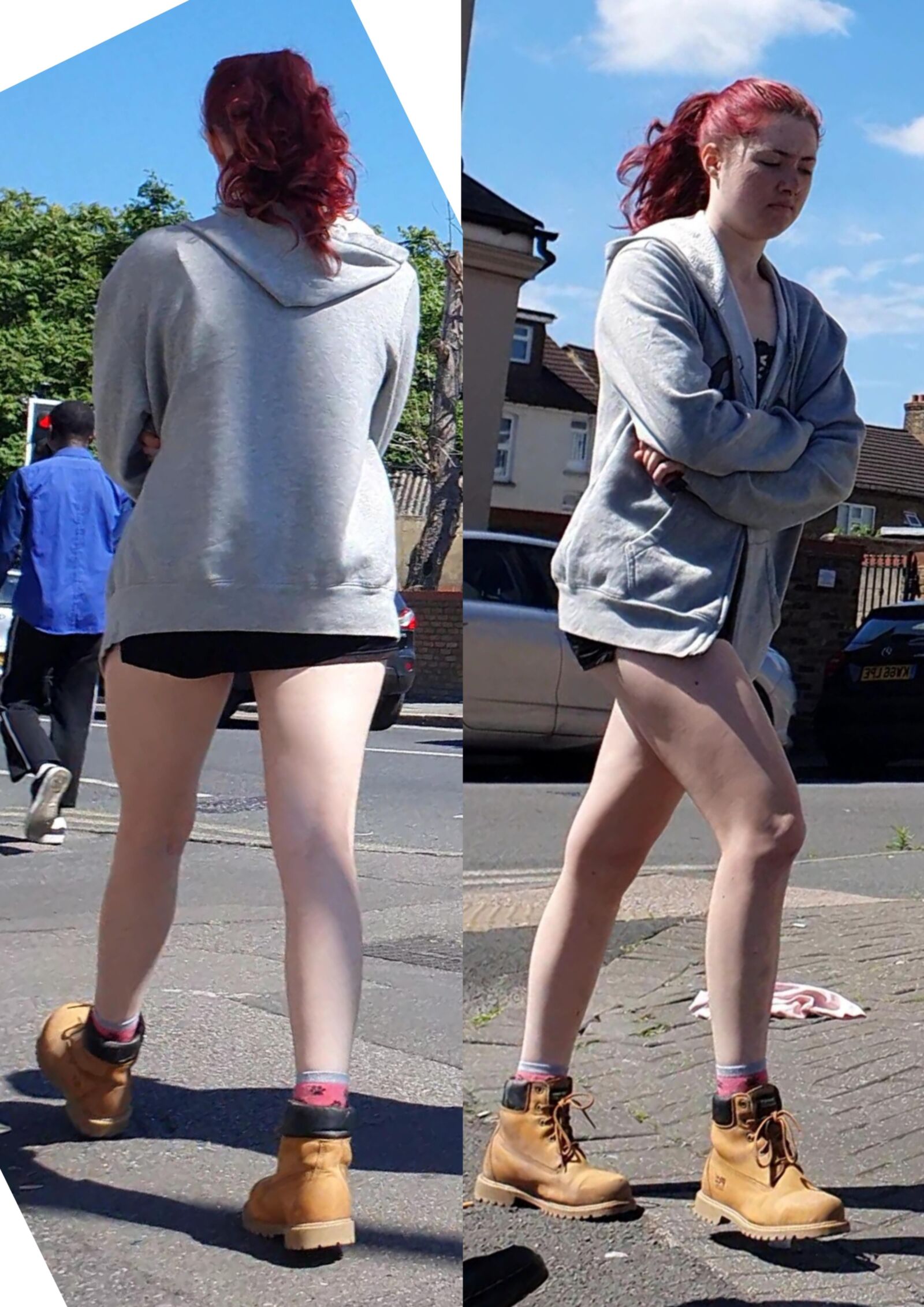 [CANDID] BUSTED BY NICE LEGS REDHEAD SKANK