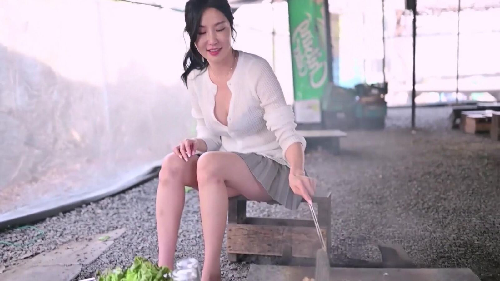 韓国の女の子が猫を点滅させます