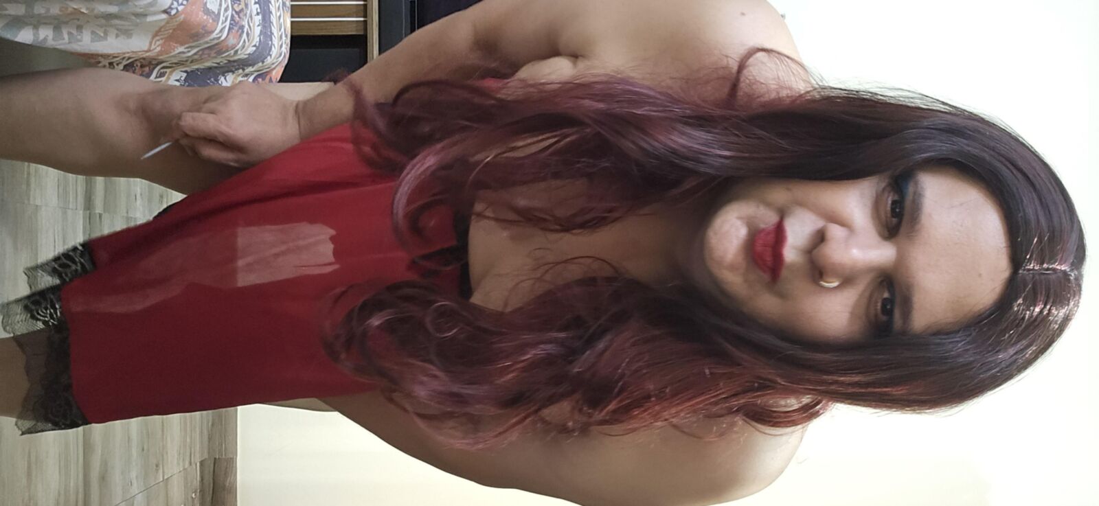 shemale monica m in red lingerie set 