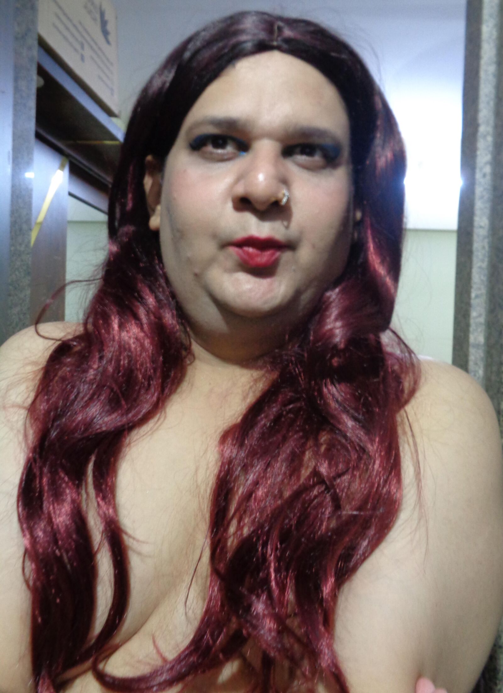 shemale monica m in red lingerie set 