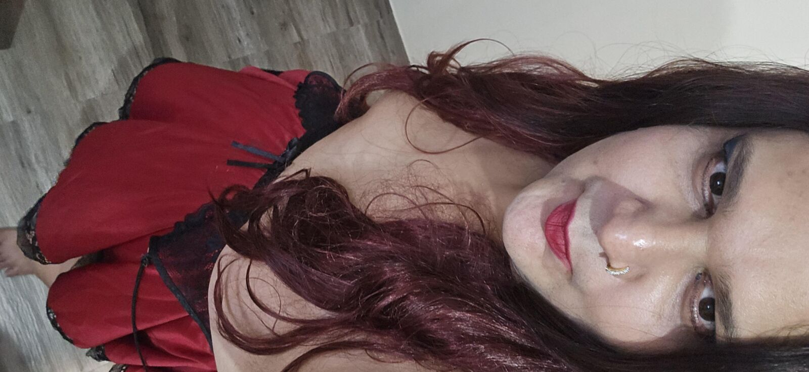 shemale monica m in red lingerie set 