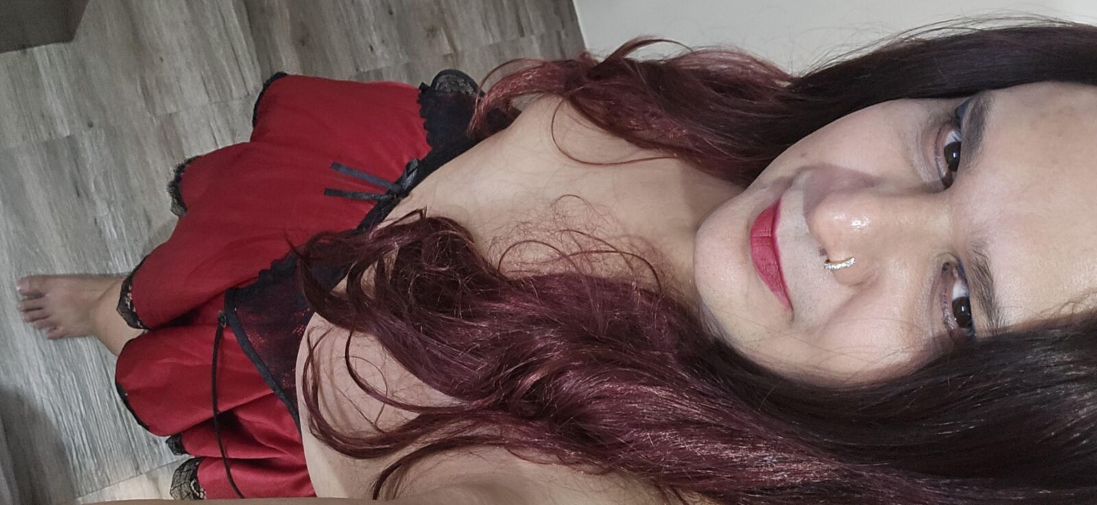 shemale monica m in red lingerie set 