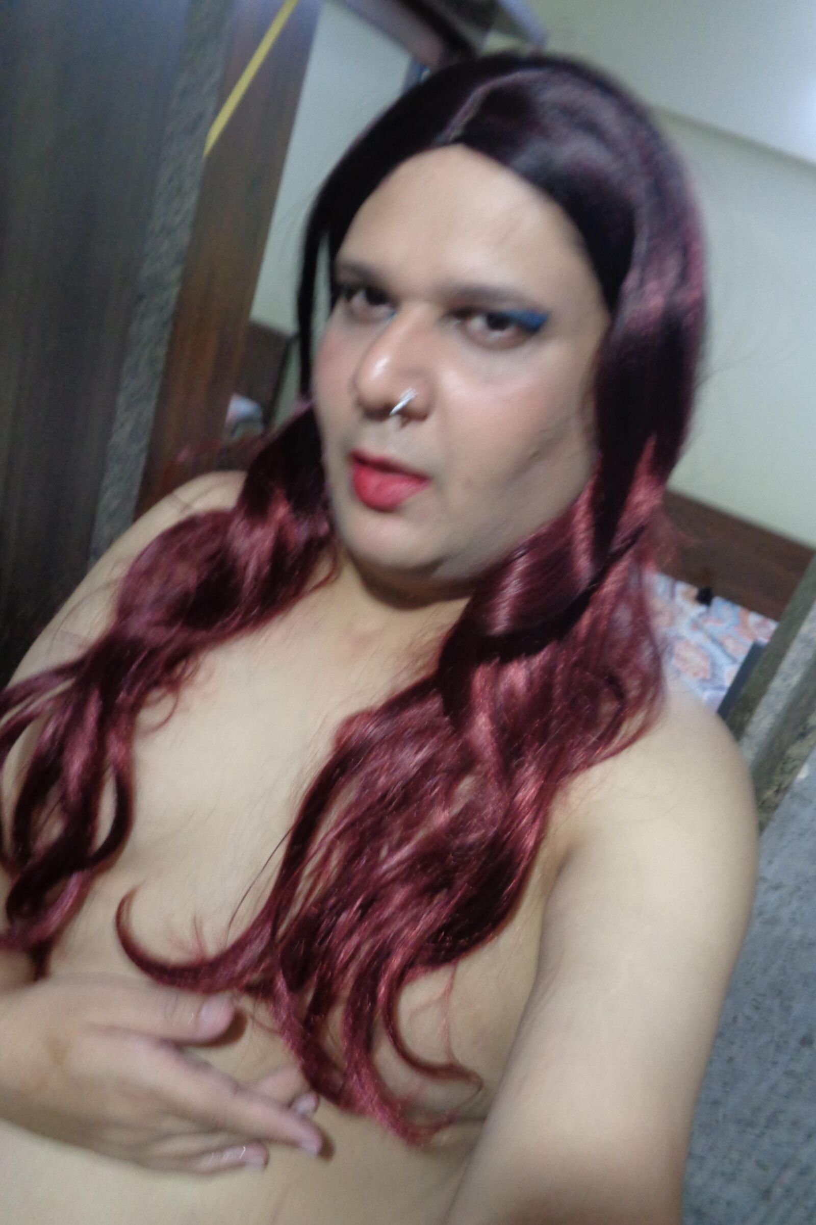 shemale monica m in red lingerie set 