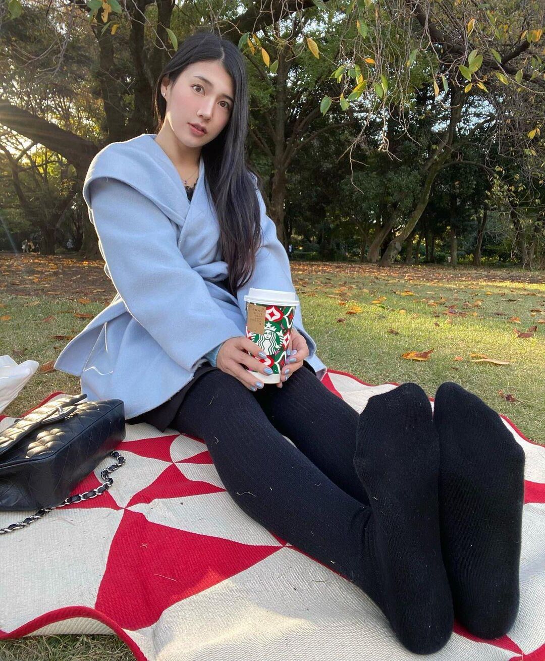 Asians with slutty black nylonfeet