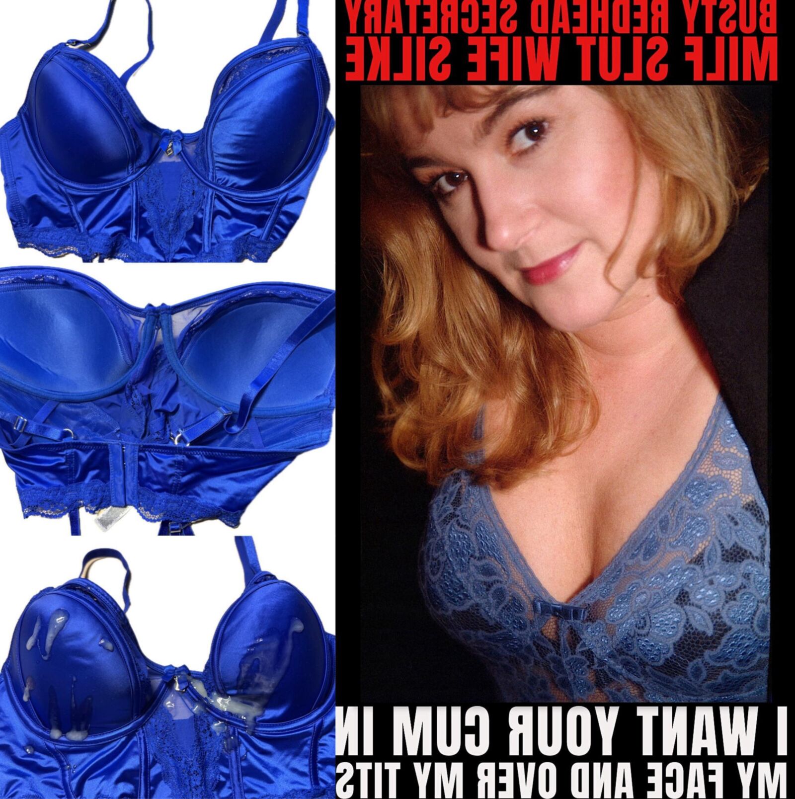 Cum on Bras / Busty Redhead MILF Slut Wife Silke C (C) 