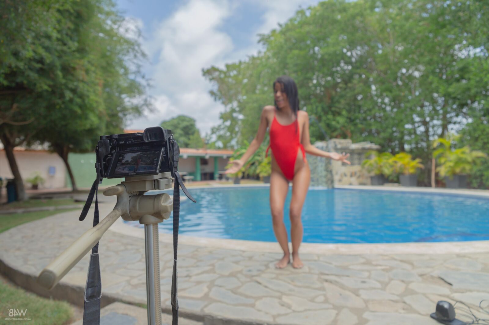 Karin Torres Pretty Venezuelan Latina Gets Naked by the Pool
