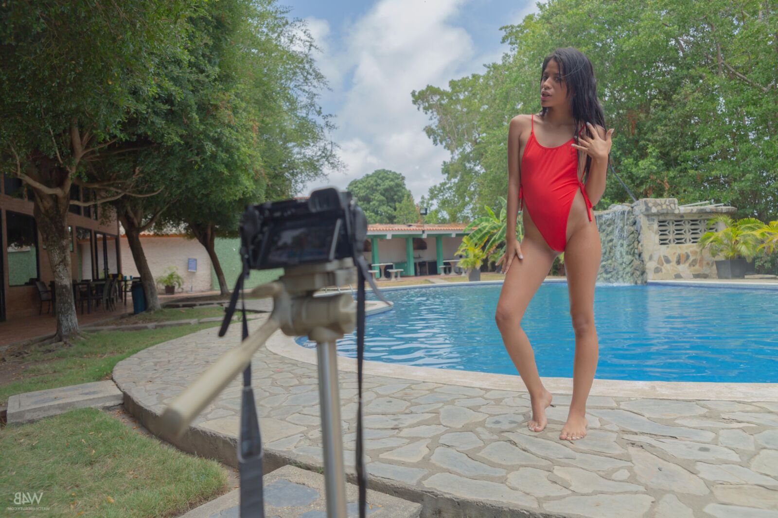 Karin Torres Pretty Venezuelan Latina Gets Naked by the Pool