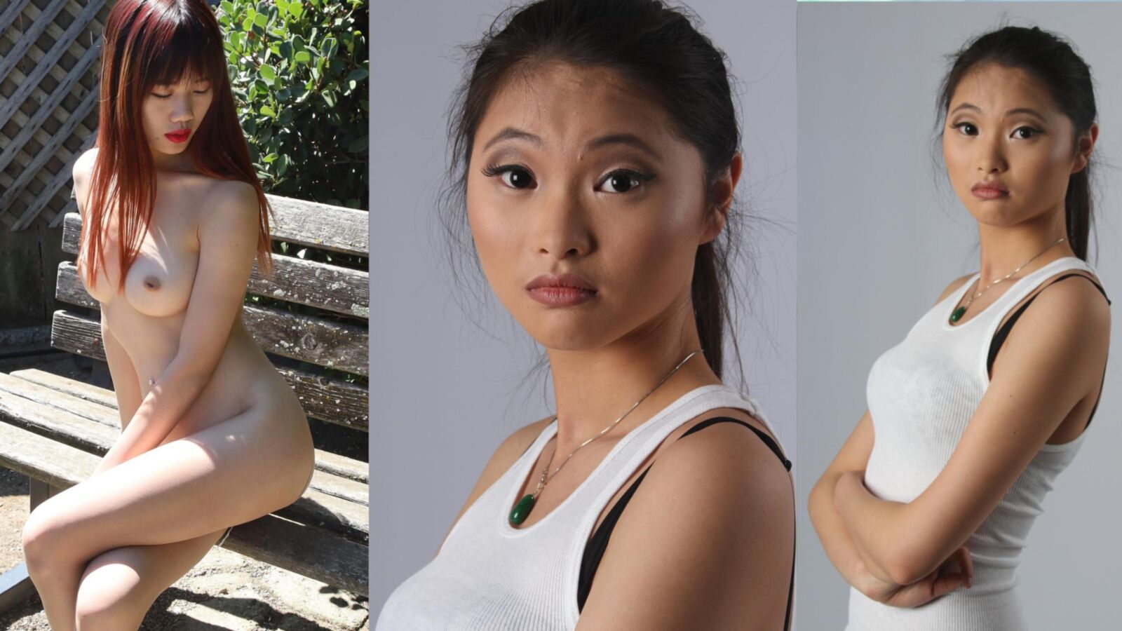 stock collage Asian Nude leash soft core bondage