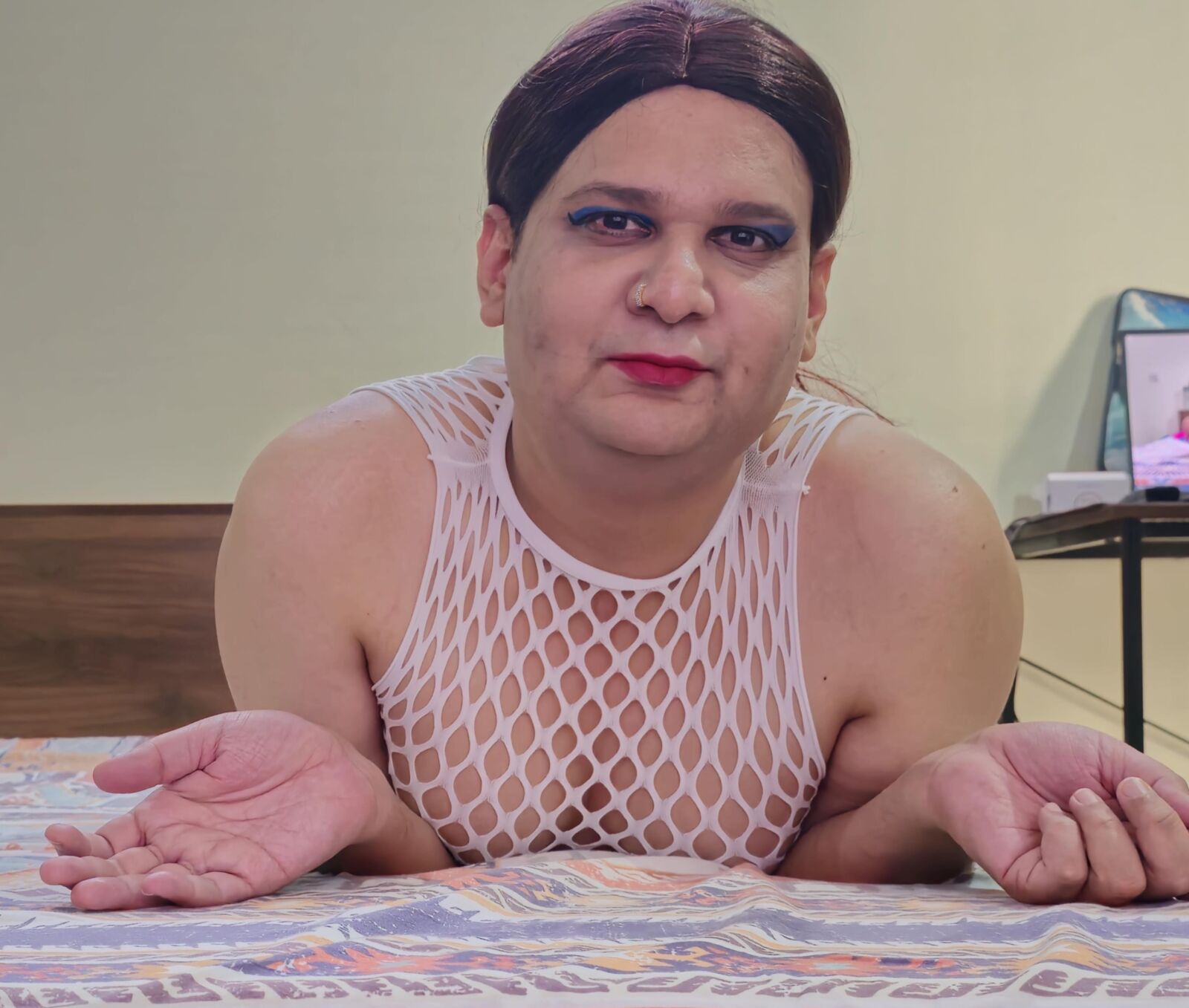 redhead shemale monica m in white fishnets s