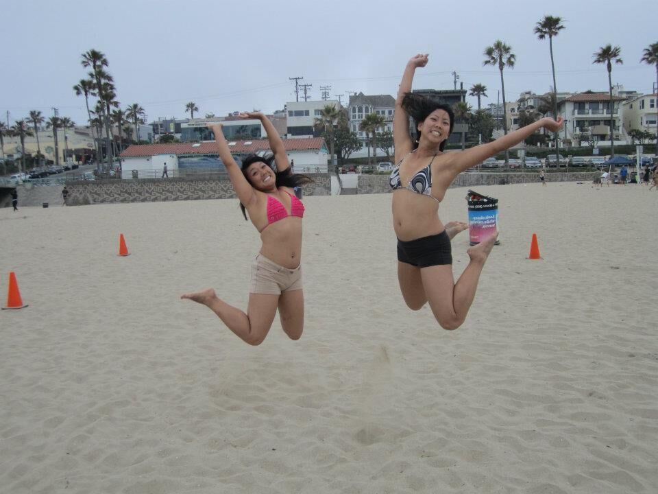 Asian bikini slut with her friends