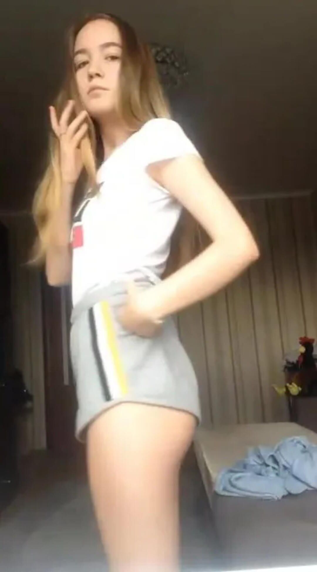 Petite American College Cutie Undresses