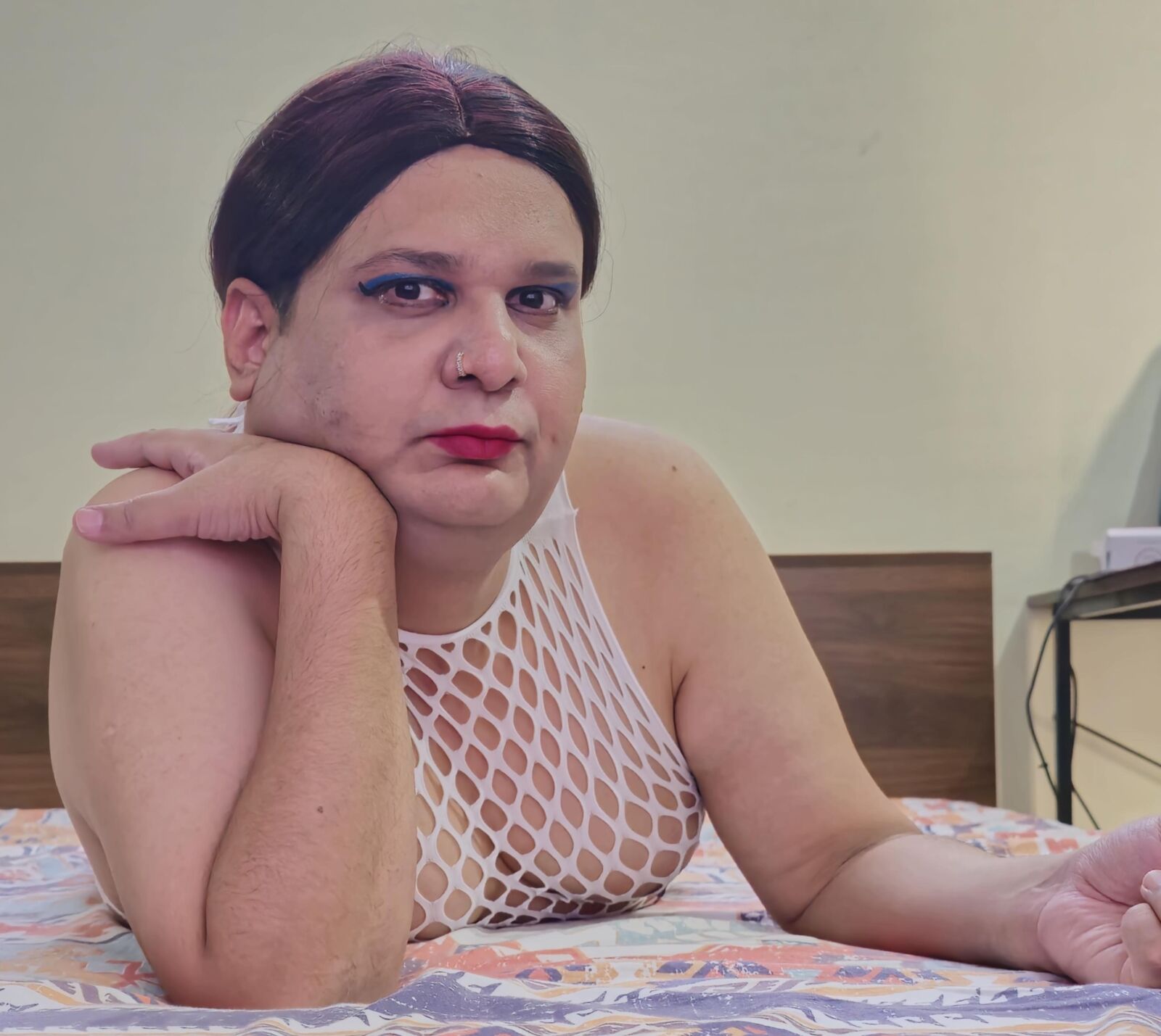 redhead shemale monica m in white fishnets s