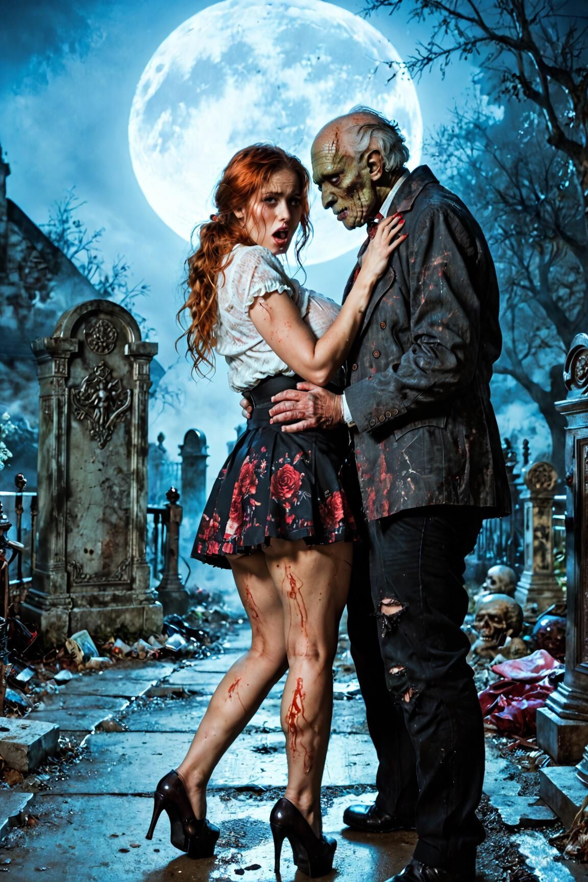 AI Zombie porn Redhead babes 