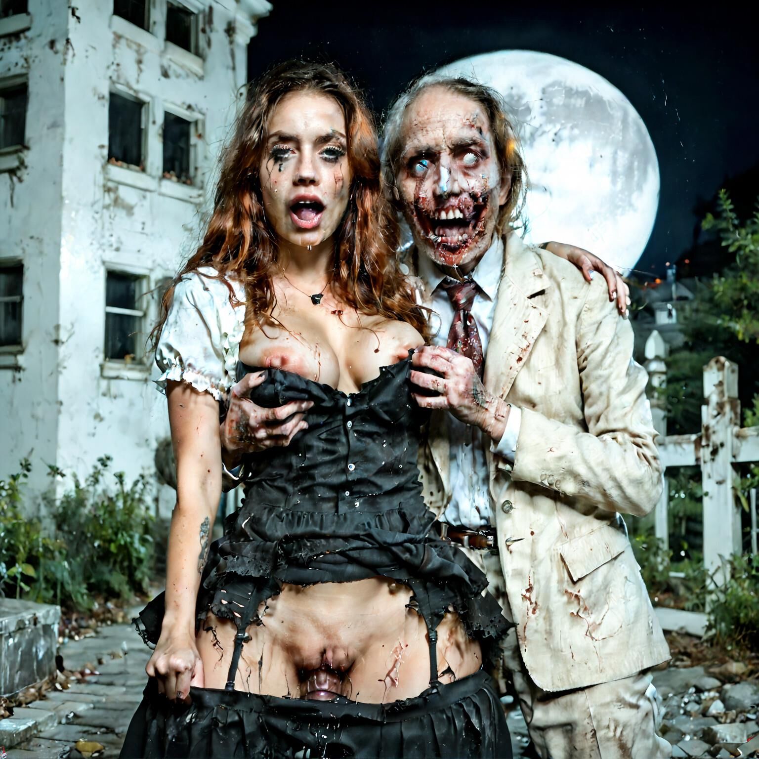 AI Zombie porn Redhead babes 