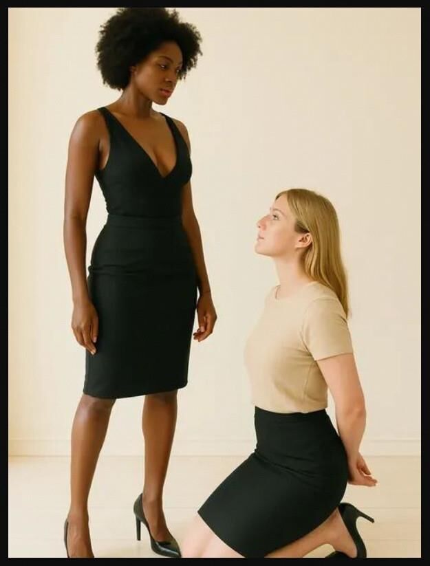 Mulheres negras com meninas brancas ajoelhadas.