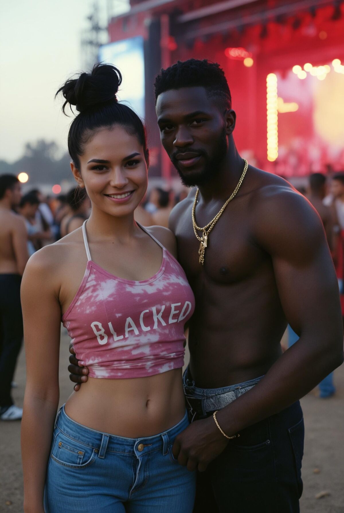 Parejas interraciales con colección de verano en negro