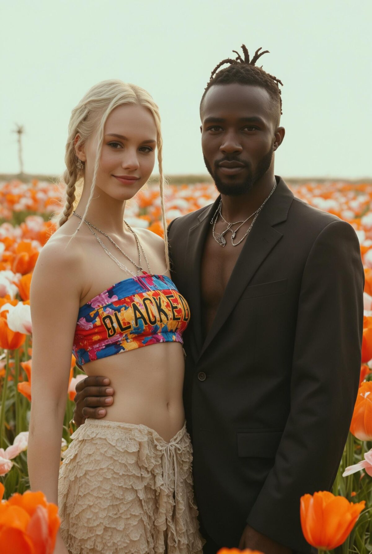 Parejas interraciales con colección de verano en negro