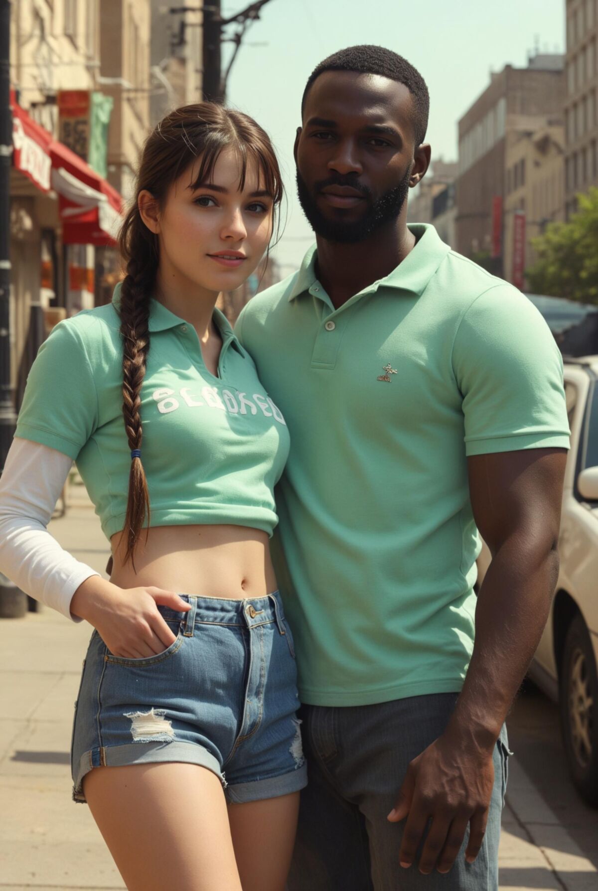 Parejas interraciales con colección de verano en negro
