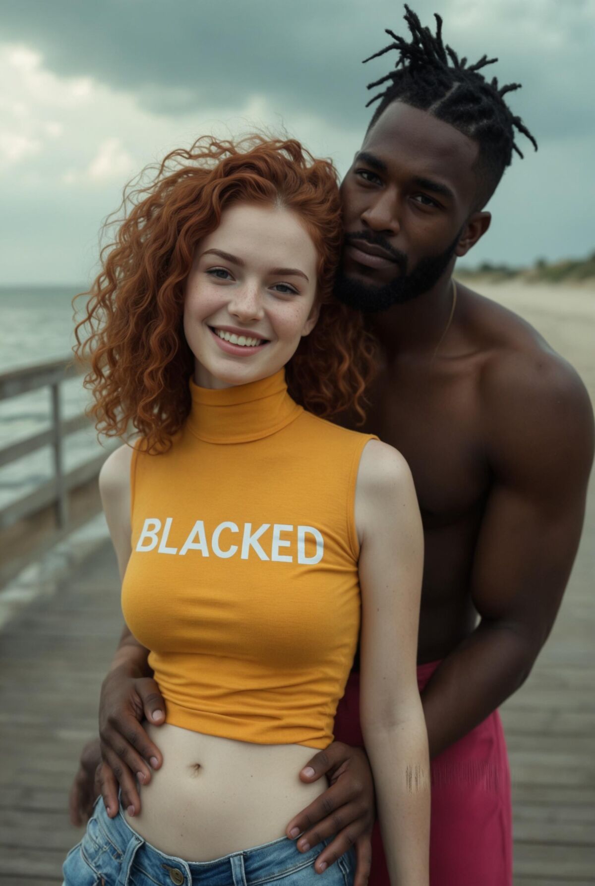 Parejas interraciales con colección de verano en negro