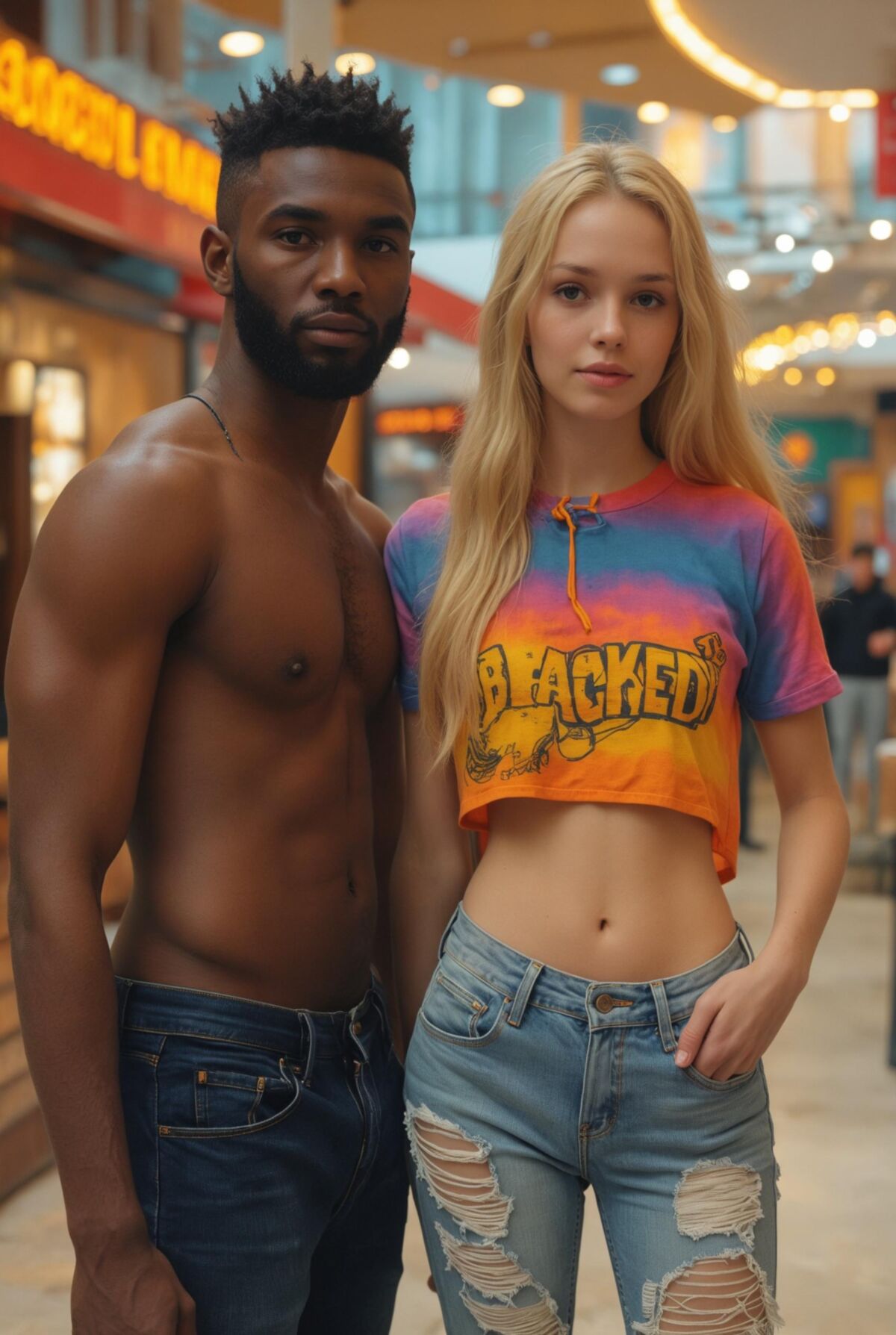 Parejas interraciales con colección de verano en negro