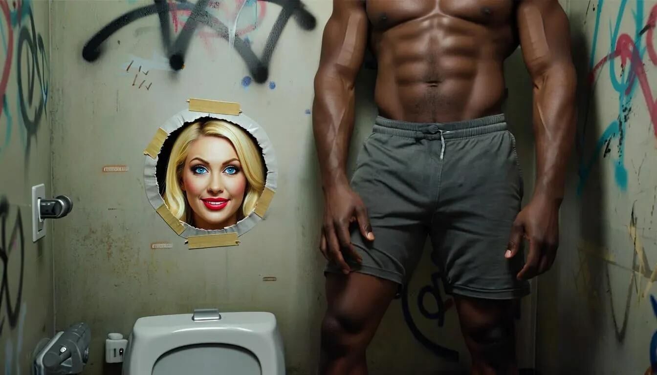 AI Gloryhole in men's toilet at refugee center