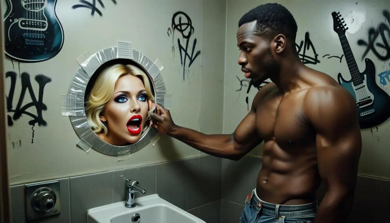 AI Gloryhole in men's toilet at refugee center