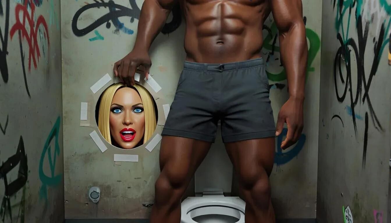 AI Gloryhole in men's toilet at refugee center