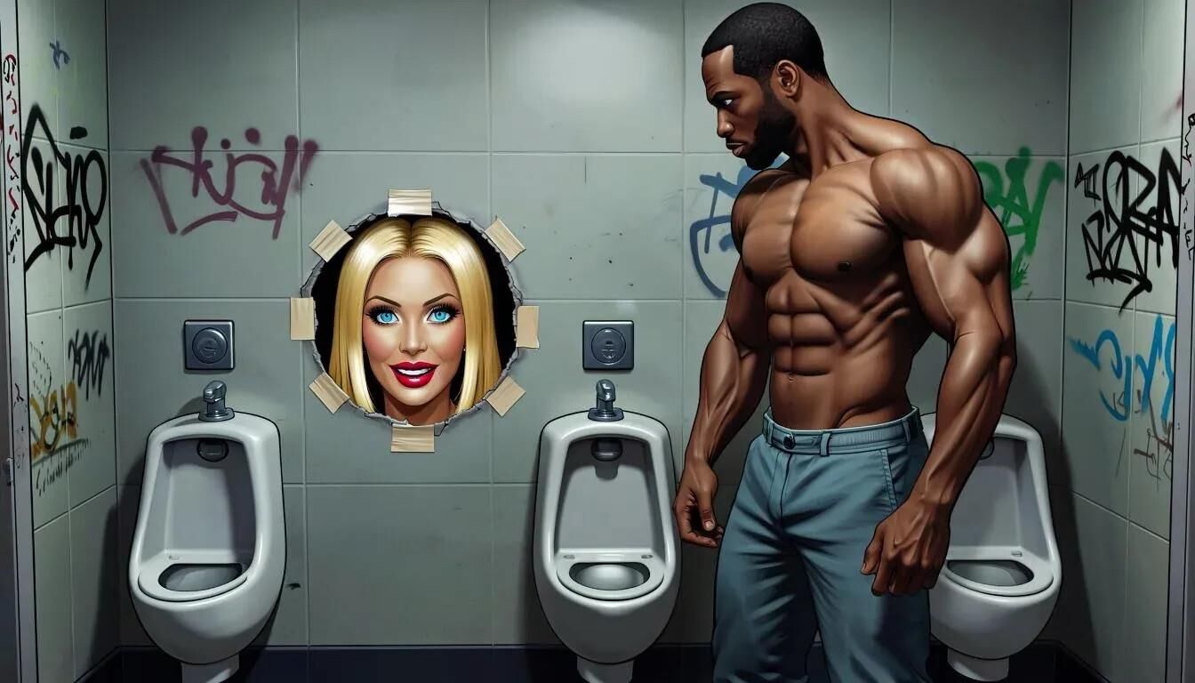 AI Gloryhole in men's toilet at refugee center